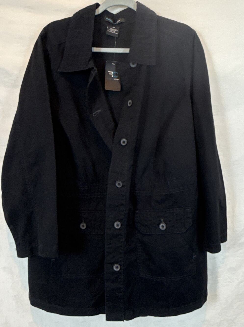 Vintage Y2K French Cuff Black Cotton Utility Field Jacket Size 2X Chore Coat